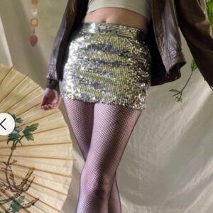 Abercrombie & Fitch Silver & Gold Sequin Mini Skirt Size 8